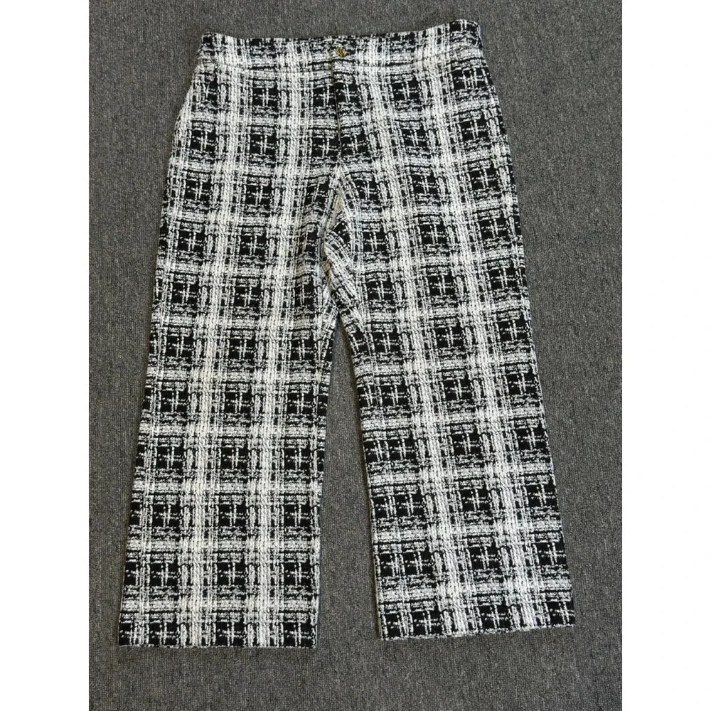 Michael‎ Kors Black & White Tweed Cropped Pants Women's Size Medium Career